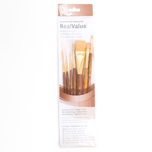 Princeton, Gold, Taklon, Brush, 7 Pack